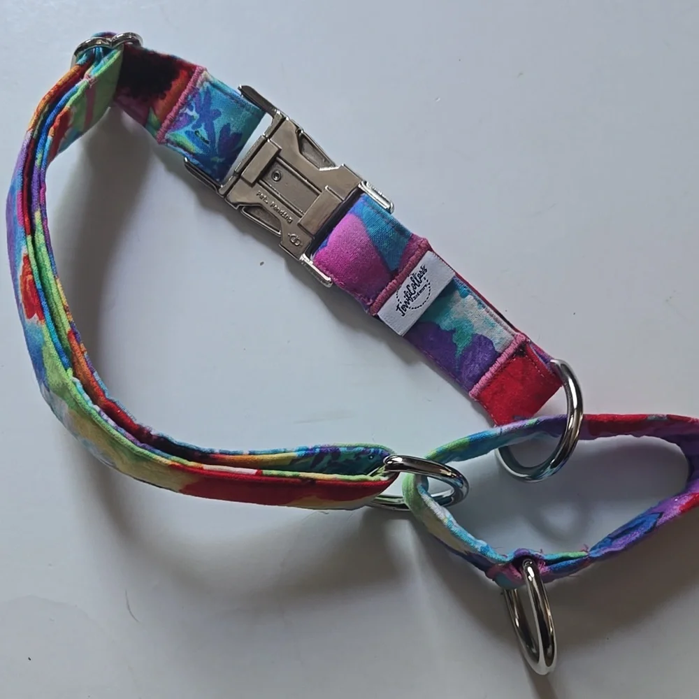 TerrifiCollars Colorful Floral Dog Martingale Collar-Large 18